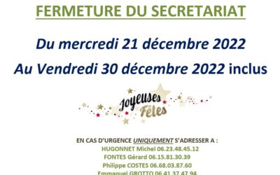 FERMETURE SECRETARIAT
