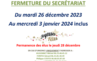 fermeture du secrétariat
