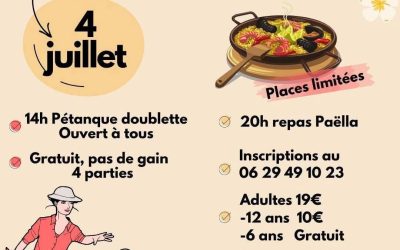 🎉 Repas Paëlla & Concours de Pétanque à Palleville – Rendez-vous le 4 juillet !